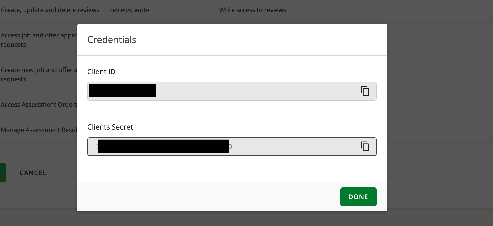 Copy Credentials