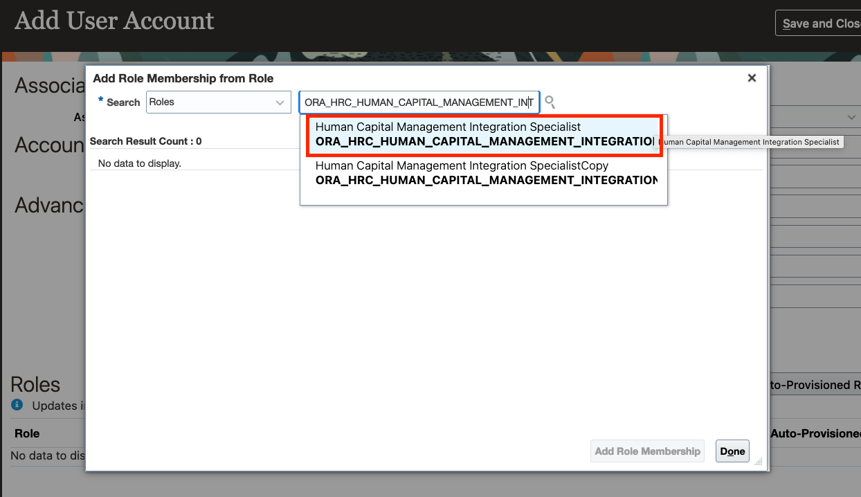 Search and Add Roles