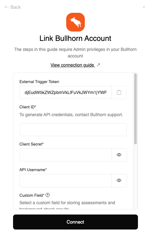Enter your API credentials